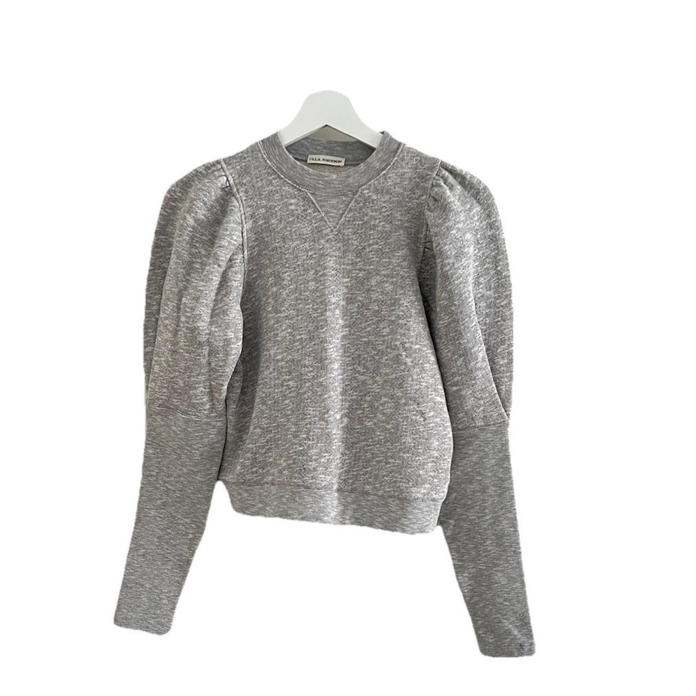 Ulla Johnson Women's Gray Philo Puff Long Sleeve Crewneck Sweatshirt Size S P
